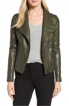 Olive Green Leather Jacket Outfit, Khaki Leather Jacket, Olive Green Leather Jacket, Leather Dress Outfit, Leather Jacket Outfit, Faux Jacket, Leather Skirt Outfit