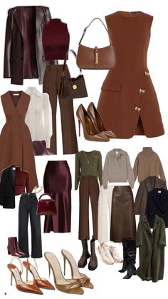 Dark Autumn Outfit Inspo🍂 Dark Autumn Clothing Palette, Soft Autumn Outfits Color Palettes, Outfits For Deep Autumn, Dark Autumn Best Hair Color, Dark Brown Outfit Color Combos, Dark Autumn Winter Outfits, Color Analysis Autumn Outfit, Dark Autumn Color Season, Dramatic Classic Autumn