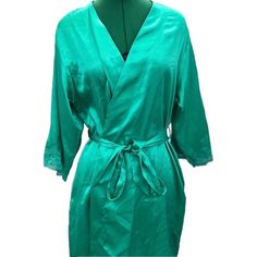 Brand: Jones New York Sizing: Size: S/M Length (Manual Measurement): ~35” Details: Color: Teal, Turquoise, Blue No Stretch Lace Detail Teal Turquoise, Silk Robe, Sleepwear Robe, Jones New York, Stretch Lace, Turquoise Blue, Lace Detail, Women's Intimates, Blue Green