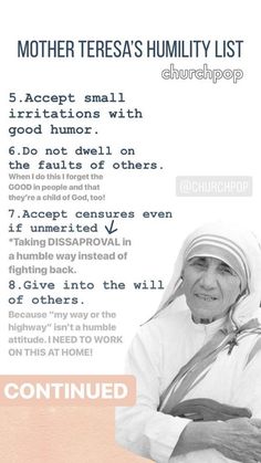 the mother teresa's humility list