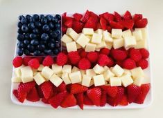 an american flag made out of strawberries and cheese