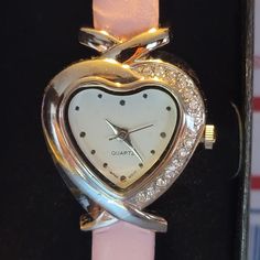 Brand New In Box Never Worn Silver Heart-shaped Watch For Valentine's Day, Heart-shaped Watches For Valentine's Day, Heart-shaped Watch For Valentine's Day Gift, Elegant Heart-shaped Watch For Gift, Elegant Heart-shaped Watch As Gift, Heart-shaped Valentine's Day Gift Watches, Silver Watch For Valentine's Day Gift, Silver Watches For Valentine's Day Gift, Silver Valentine's Day Gift Watches