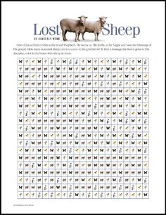 the lost sheep is shown with butterflies on it