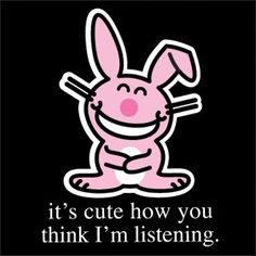 an image of a pink bunny saying i'm happy don't wreck it by talking