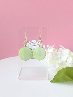 Light Green and Gold Circle (Plastic) Hook Earrings L:25mmxW:20mm Green Plastic Earrings For Gifts, Green Plastic Jewelry For Gifts, Round Plastic Earrings For Gifts, Plastic Earrings For Gifts, Gold Plastic Earrings For Gifts, Gold Circle, Plastic Hooks, Panama City, Hook Earrings