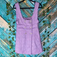 Zara Purple Tweed & Crystal Dress Nwt I Accept Offers! Brand New With Tags! Size Small Crystal Button Closure I Ship Same Day! I Accept Offers! New To Poshmark? Get $10 With The Code: Hopefloats5623 Check Out My Closet For Designer Items Of Every Shape & Size! Sleeveless Tweed Dresses With Buttons, Spring Tweed Button Dress, Spring Tweed Dress With Buttons, Spring Tweed Mini Dress With Buttons, Summer Tweed Dress With Buttons, Spring Mini-length Tweed Dress With Buttons, Spring Mini Length Tweed Dress With Buttons, Spring Tweed Dress With Button Closure, Casual Spring Tweed Dress With Button Closure