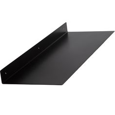 a black metal shelf is shown on a white background, with the bottom section missing