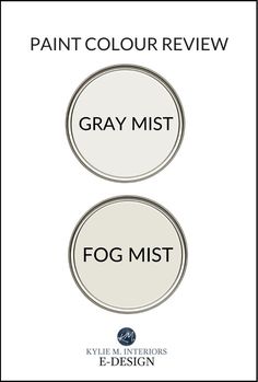 two circles with the words gray mist and fog mist written in black on each side