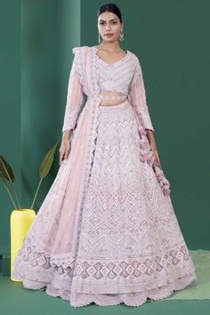 Introducing the Bridal Lehenga BL-270, adorned with exquisite stone and sequin embroidery. This luxurious lehenga exudes elegance and opulence, perfect for making a statement on your special day. Elevate your bridal look with this stunning piece and feel like royalty on your wedding day. Embroidered Outfit, Pink Bridal Lehenga, Pink Lehenga, Orange Ombre, Sequin Embroidery