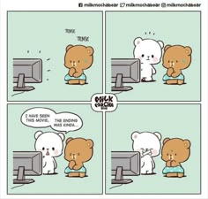 a comic strip with teddy bears and computers