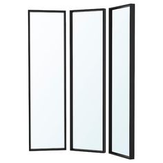 an empty room divider is shown with black trim and white panels on the sides