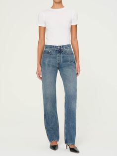 Romie Straight Mid Rise Jeans | Endless Sea – DL1961 Rigid Denim Flare Jeans With Straight Hem, Everyday Flare Jeans With Straight Hem In Rigid Denim, Modern Fitted Flare Jeans In Rigid Denim, Fitted Modern Flare Rigid Denim Jeans, Modern Fitted Straight Leg Jeans, Straight Fit Recycled Denim Bottoms With Straight Hem, Straight Fit Recycled Denim Bottoms, Everyday Fitted Flare Jeans In Rigid Denim, Fitted Recycled Denim Straight Leg Jeans