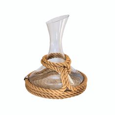 a glass vase with a rope wrapped around it