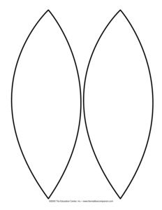 an oval shape with two leaves cut out