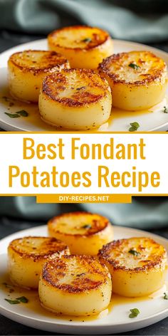 the best fondant potatoes recipe on a white plate