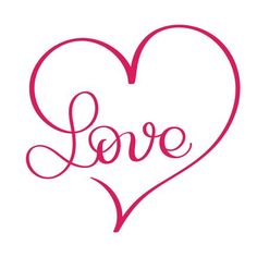 the word love is written in a heart shape with handwritten lettering on a white background