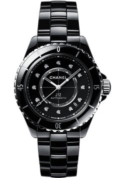 Black highly resistant ceramic and steel, diamond indicators... Chanel J12 Watch, Chanel Watch J12, Chanel J12, Watch Winders, Cosmograph Daytona, Ulysse Nardin, Exclusive Gift, Oyster Perpetual, Audemars Piguet