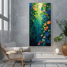 Enchanted Garden Canvas Painting on Canvas- Luminous Floral Artwork For Modern Home Decor Vivid Flower Painting Artistic Living Room Accent Blossom Art Piece Contemporary Wall Art, Botanical Illustration, Radiant Color Display, Artistic Living Room Accent, Tranquil Nature Inspired, Decorative Botanical Scene, Blossom Art Piece Our Services: ⭐️Customization for You: We appreciate the uniqueness of every customer. Choose between framed artwork ready to hang or a rolled canvas to frame as you desir Trending Decor 2024, Garden Canvas Painting, Artistic Living Room, Abstract Nature Painting, Tranquil Nature, Living Room Paintings, Soyut Sanat Tabloları