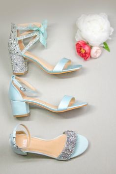 Are you ready for our blue collection!! So many of you have been asking for pretty blue wedding shoes with comfortable block heels... Meet Leah! Made with the most comfortable low block heels, Leah is the perfect shoes for all day comfort! Perfect for modern brides! Also, these wedding shoes with block heels are perfect for outdoor and garden weddings where you won't be worried about heels getting stuck!!! Wedding Shoes Block Heel Style “Leah” in blue 2" heel Block heels Adjustable ankle strap w Comfortable Bridesmaid Shoes, Comfortable Wedding Heels, Wedding Shoes Bow, Wedding Shoes Block Heel, Embellished Wedding Shoes, Best Bridal Shoes, Blue Bridal Shoes, Shoes For Bride, Gold Wedding Shoes