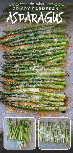 asparagus with parmesan cheese and seasoning on top