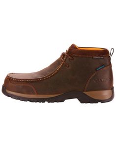 Ariat Men's Edge Brown Lite Waterproof Safety Toe Moc 10024956 – Painted Cowgirl Western Store Durable Leather Moc Toe Boots, Durable Moc Toe Leather Boots, Leather Moc Toe Boots, Slip-resistant Moc Toe Walking Boots, Waterproof Moc Toe Chukka Boots For Outdoor, Rugged Waterproof Moc Toe Chukka Boots, Rugged Waterproof Chukka Boots With Moc Toe, Waterproof Brown Chukka Boots For Outdoor Work, Waterproof Brown Lace-up Chukka Boots