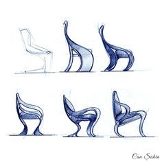 four different views of the same chair, each with its own arm and footrests