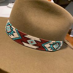 Beaded Hat Band, 1 1/4 Inch Wide Hatband, Hat Accessory, Leather Ties, Men, Black and White Mayan Design, Handmade in Guatemala - Etsy Mens Beaded Hat Band, Custom Brown Hat Bands, Traditional Adjustable Mini Hat With Short Brim, Traditional Mini Hats With Adjustable Short Brim, Traditional Adjustable Mini Hats With Short Brim, Custom Adjustable Brown Hat Bands, Red Adjustable Hat Bands For Country Events, Traditional Brown Hat Bands For Rodeo, Traditional Brown Hat For Western-themed Events