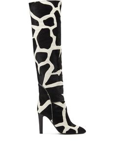 Shop Giuseppe Zanotti giraffe print boots Giuseppe Zanotti Boots, Bota Over, Black And White Heels, Giuseppe Zanotti Shoes, Boot Print, Giraffe Print, Sneaker Heels, Thigh High Boots, Boots Black