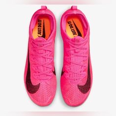 the nike zoom flyknit is pink and black