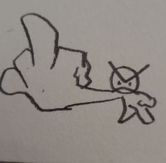 a drawing of a hand holding a bird with one eye and the other arm extended