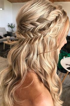 Down Hoco Hairstyles, Hairstyles For Hoco, Braided Half Updo, Bridesmaid Hair Long, Half Up Half Down Hairstyles, Bohemian Hairstyles