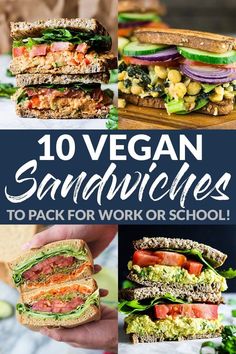 10 vegan sandwiches to pack for work or school