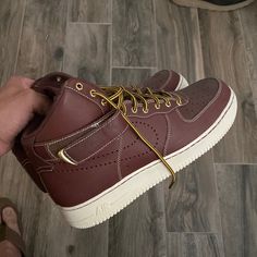 These Are Brand New Brown High Top Airforces By Nike. They’ve Never Been Worn Before Are In Perfect Condition!