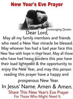 the new year's eve prayer with an image of a man praying and holding his head