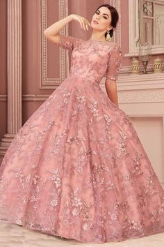 Reception Dress Bride Indian Indo Western, Net Frock, Mcqueen Party, Gown Dress Party Wear, Engagement Gown, Classy Party, Gown Indian, Dresses Couture