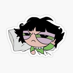 an anime character with sunglasses and green eyes sticker on a white background, it looks like