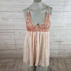 X Small 13” Chest 28” Length Aa43c Med 15” Chest 29” Length Aa45c Sequin Mini Dress For Brunch In Summer, Sequin Mini Dress For Summer Brunch, Sequined Mini Dress, Sequin Mini Dress, Nude Color, Free People Dresses, Free People Dress, Free People, Mini Dress