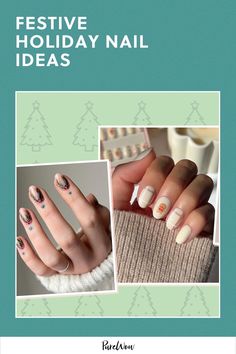 Ready to get in the festive mood? I compiled 30 holiday nails that everyone can wear, no matter their level of skill or spirit. Holiday Nail Ideas, Festive Holiday Nails, Holiday Manicure, Moon Manicure, Festive Manicure, Pearl Party, Edge Nails, Minimalist Nail Art, Holiday Nail