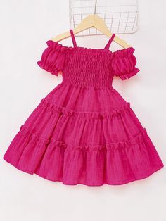 Cotton Frocks For Kids Summer Dresses, Pink Dress For Kids, Summer Dresses For Kids, Summer Dress For Kids, Baby Frocks Designs, Off Shoulder Fashion