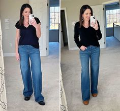 How To Wear Wide Leg Jeans, How To Style Wide Leg Jeans, Wide Leg Jeans Outfits, Bootcut Jeans Outfit, Wide Leg Outfit, Straight Jeans Outfit, Style Wide Leg Jeans, Straight Leg Jeans Outfits