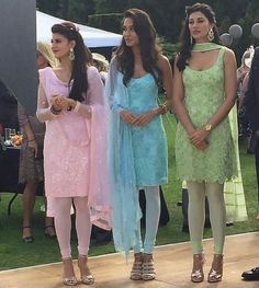 Jacqueline Fernandez, Lisa Haydon, Nargis Fakhri in Houseful 3. Casual Desi Outfits, Desi Fashion Casual, Kurta Designs Women, Ethnic Outfits, Indian Designer Outfits, Bollywood Girls, Indian Attire