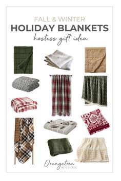 the cover of fall and winter holiday blankets from knotties off idea, designed by creative interiors