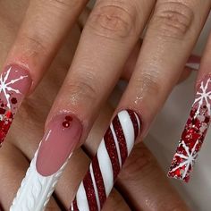 Nail inspo page 💜 on Instagram Xmas Nail Ideas, Holiday Acrylic Nails, Xmas Nail, Tapered Square Nails, Red Christmas Nails, Blue Acrylic Nails, Christmas 3d, Cute Acrylic Nail Designs, Painted Nail Art