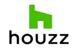 the logo for houzz is shown in black and green on a white background