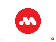 a red circle with the letter m in it's center and an image of a wave