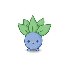 a blueberry with green leaves on it's head