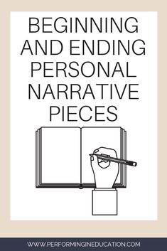 a book with the title beginning and ending personal narrative pieces in black ink