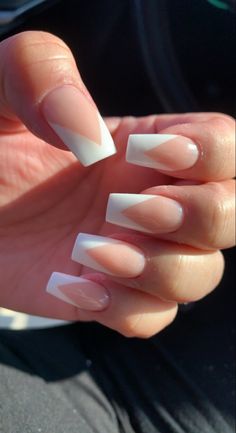 White Tip Acrylic Nails, Short Coffin Nails Designs, White Tip Nails, Nails Yellow, French Tip Acrylic Nails, Short Square Acrylic Nails, Coffin Shape Nails