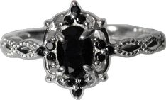 Gold Goth, Goth Ring, Gothic Ring, Black Stone Ring, Sterling Silver Promise Rings, Gothic Rings, Birthday Ring, Black Diamond Ring, Present Gift