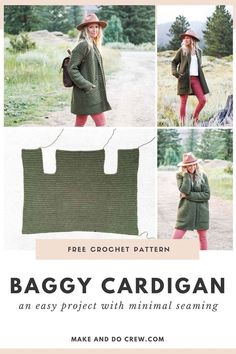 the baggy cardigan is an easy project with minimal seaming and free crochet pattern